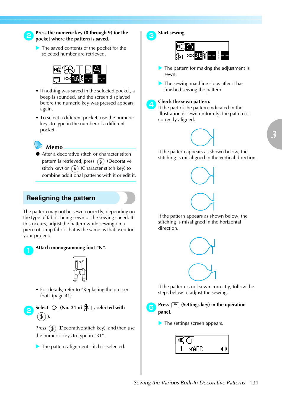 Realigning the pattern | Brother SB4138 User Manual | Page 133 / 176