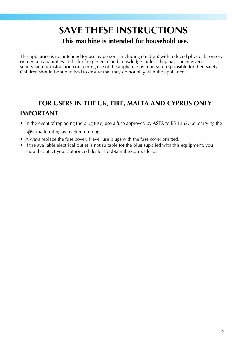 Save these instructions | Brother SB4138 User Manual | Page 5 / 176