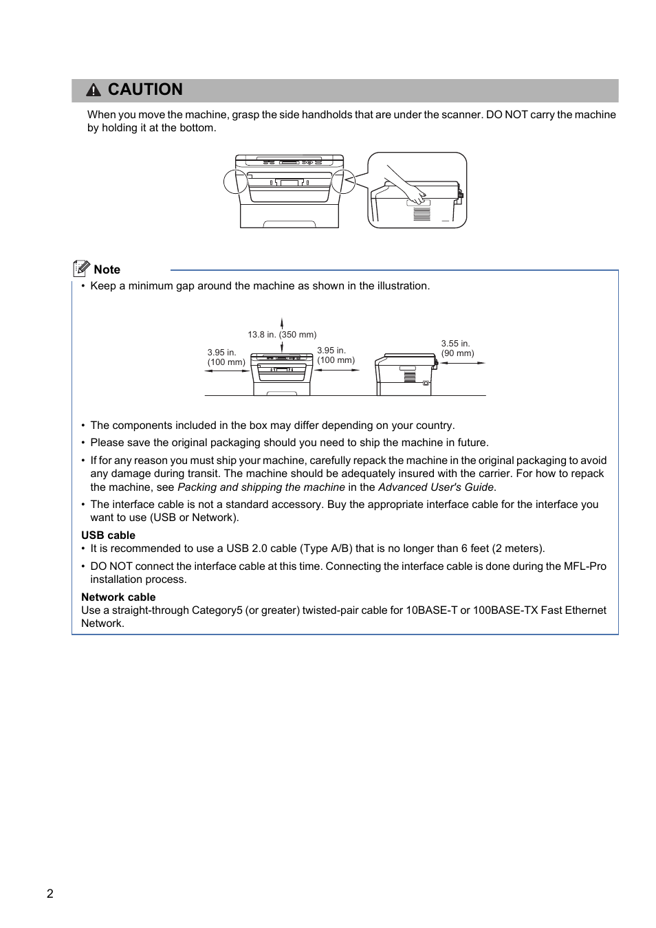 Caution | Brother HL-2280DW User Manual | Page 2 / 35