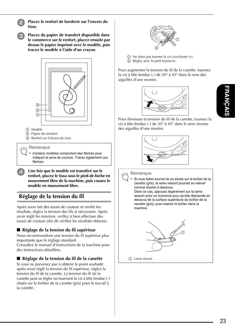 23 fra nçais, Réglage de la tension du fil | Brother Innov-is 5000 User Manual | Page 49 / 76