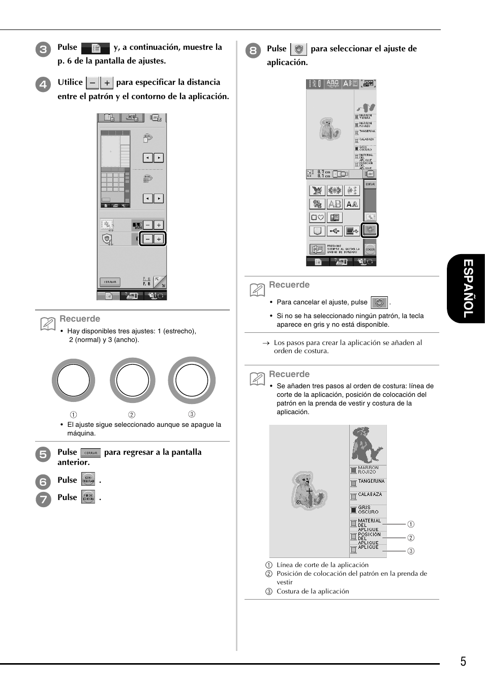 5e spa ñol | Brother Innov-is 5000 User Manual | Page 55 / 76