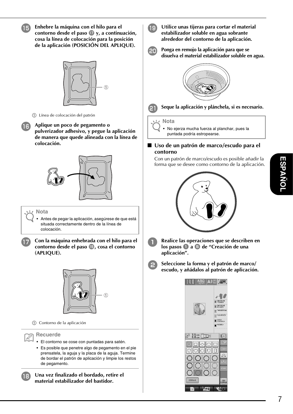 7e spa ñol | Brother Innov-is 5000 User Manual | Page 57 / 76