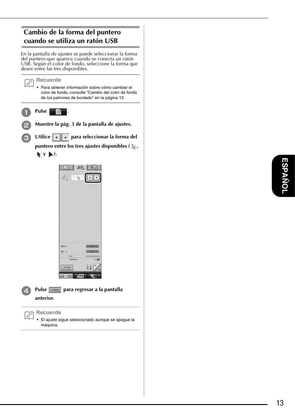 13 e spa ñol | Brother Innov-is 5000 User Manual | Page 63 / 76