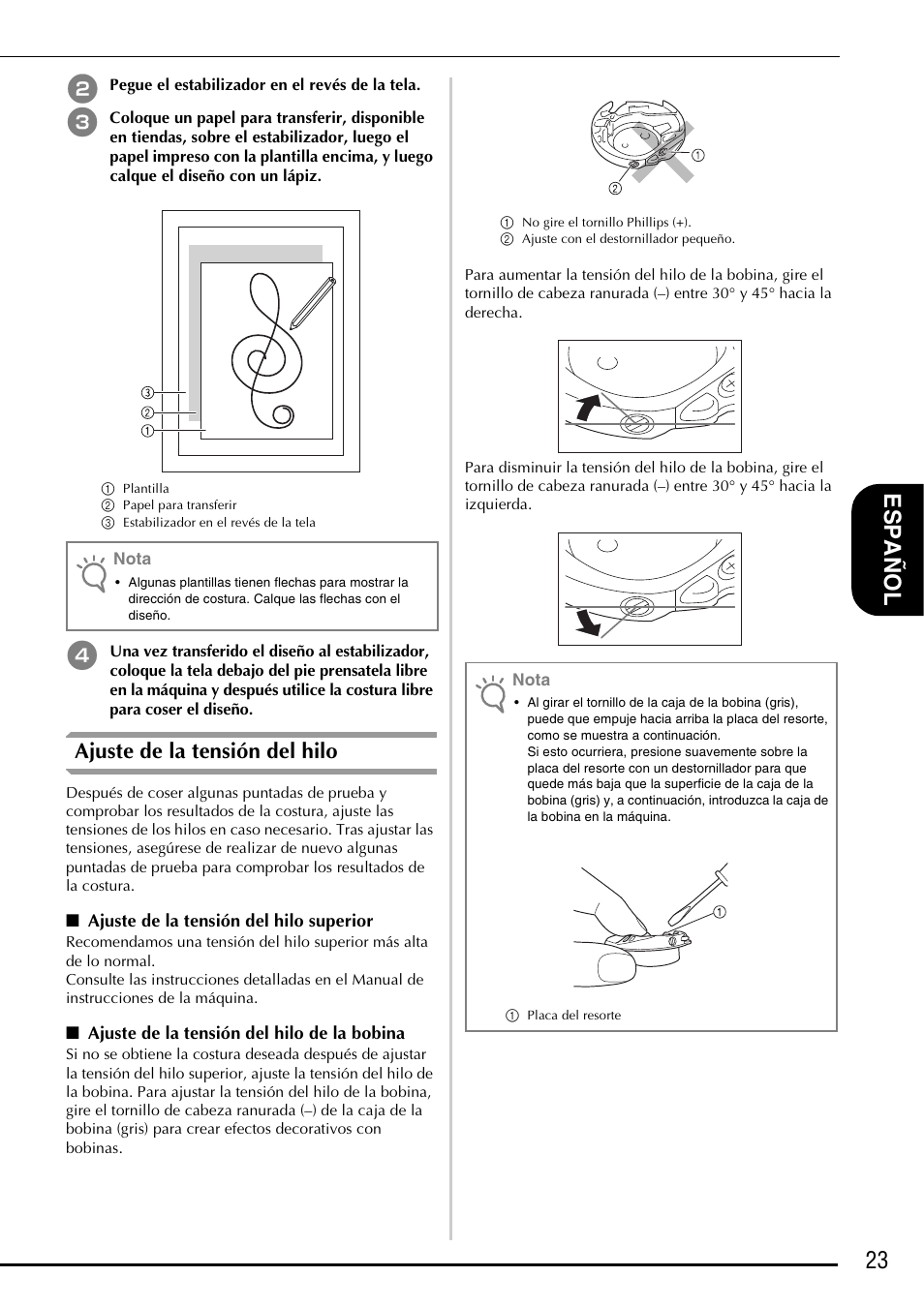 23 e spa ñol, Ajuste de la tensión del hilo | Brother Innov-is 5000 User Manual | Page 73 / 76