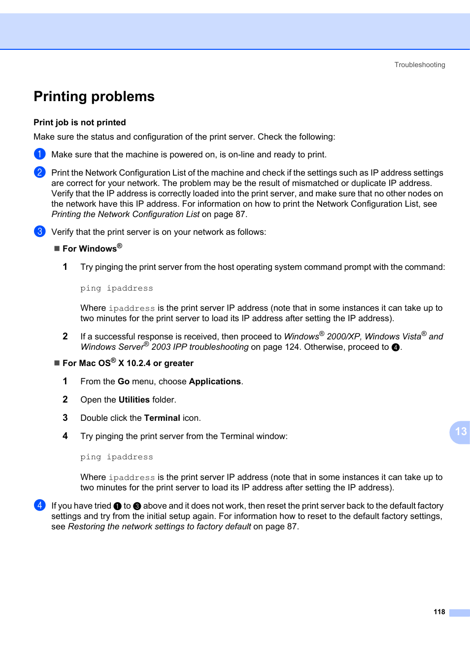 Printing problems | Brother MFC 7840W User Manual | Page 127 / 151