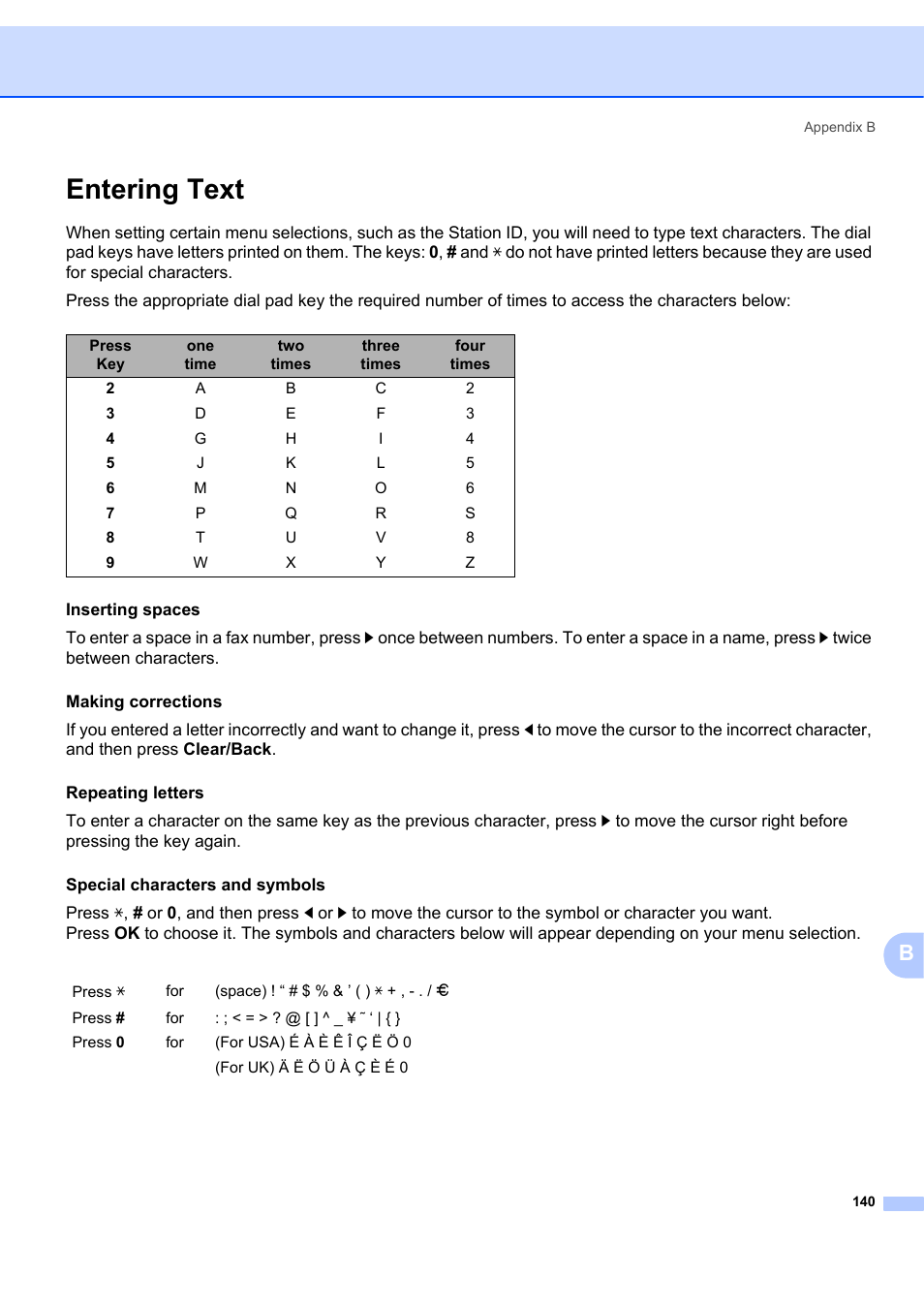 Entering text | Brother MFC 7840W User Manual | Page 149 / 151