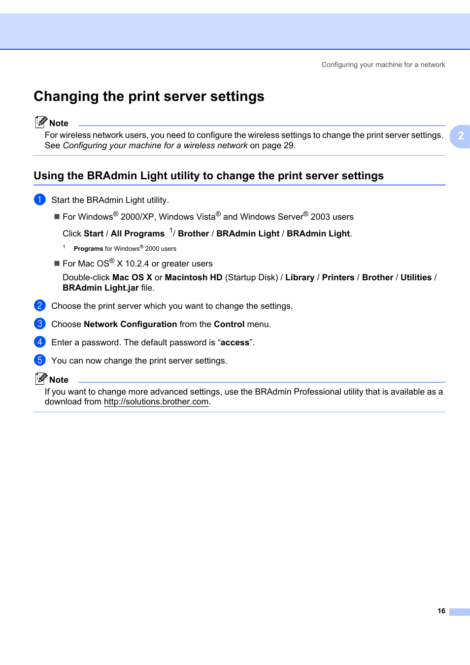 Changing the print server settings | Brother MFC 7840W User Manual | Page 25 / 151