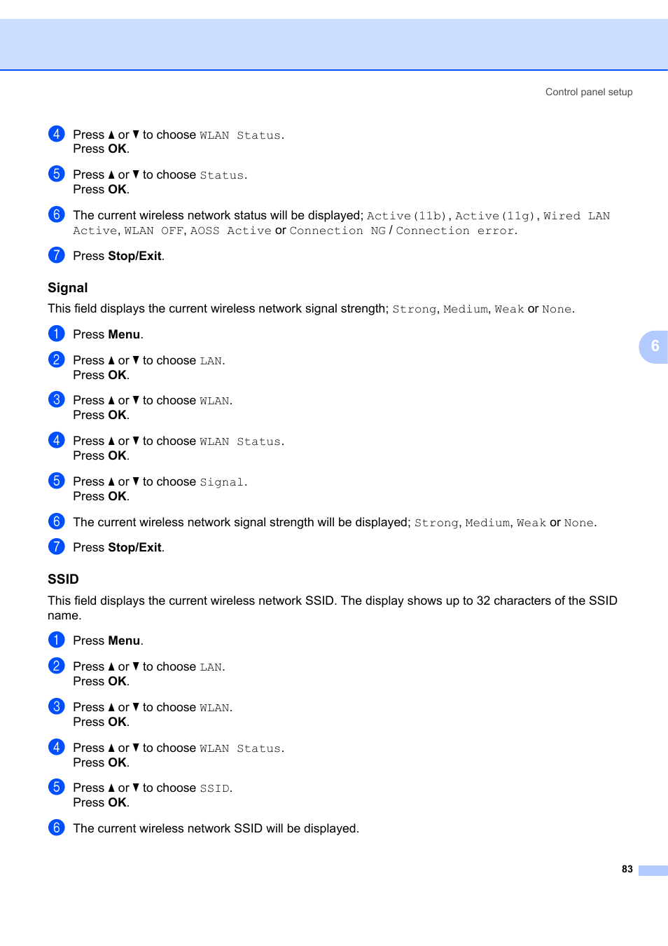 Signal, Ssid | Brother MFC 7840W User Manual | Page 92 / 151