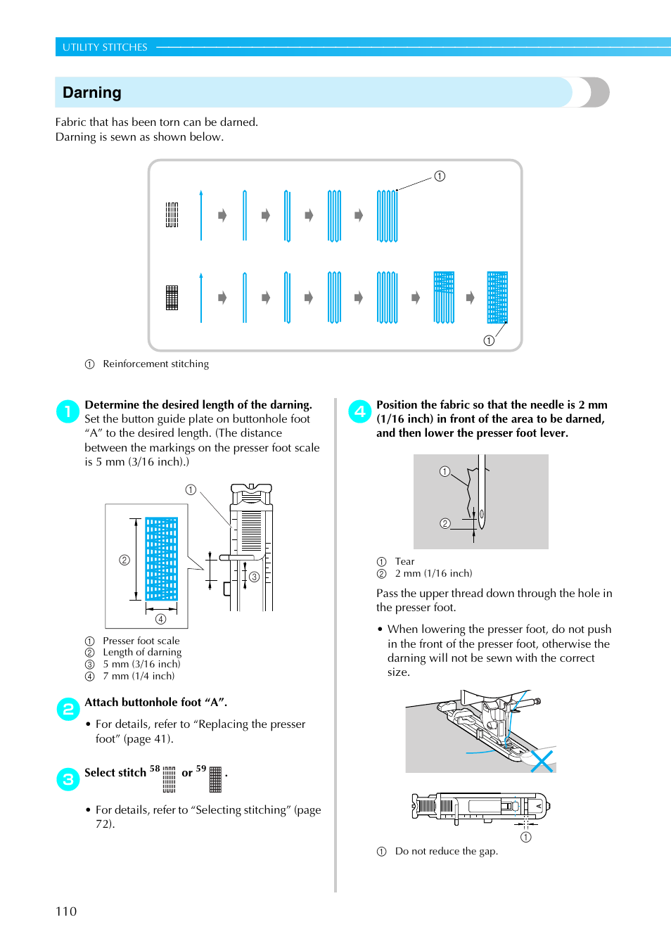 Darning | Brother PC660LA User Manual | Page 112 / 176