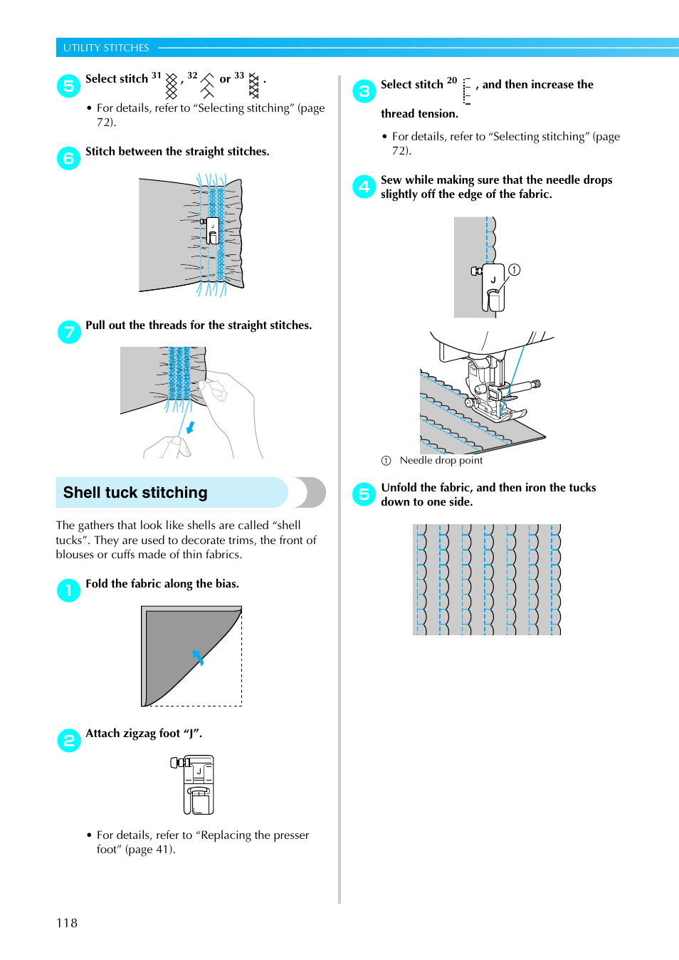 Shell tuck stitching | Brother PC660LA User Manual | Page 120 / 176