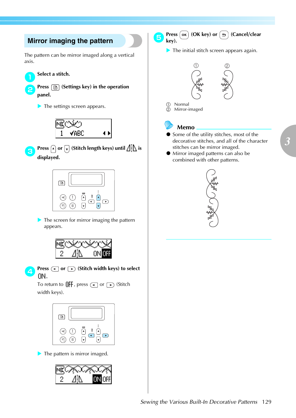 Mirror imaging the pattern | Brother PC660LA User Manual | Page 131 / 176