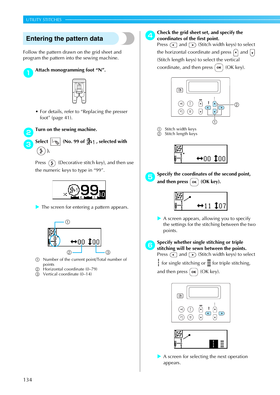 Entering the pattern data | Brother PC660LA User Manual | Page 136 / 176