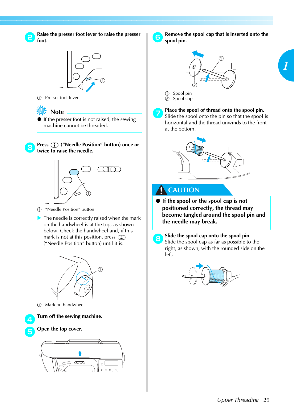 Caution | Brother PC660LA User Manual | Page 31 / 176