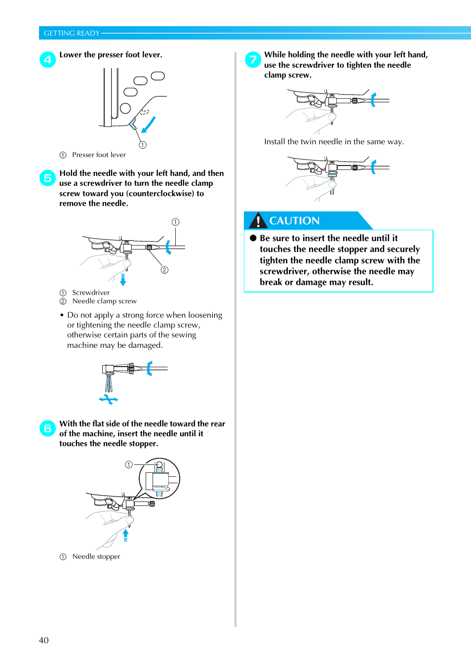 Caution | Brother PC660LA User Manual | Page 42 / 176