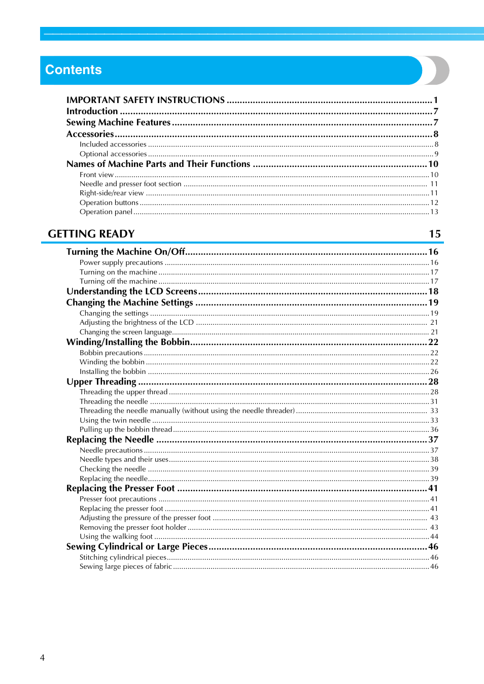 Brother PC660LA User Manual | Page 6 / 176