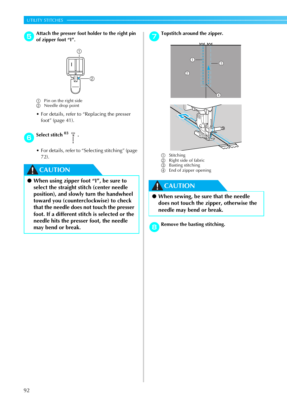 Caution | Brother PC660LA User Manual | Page 94 / 176