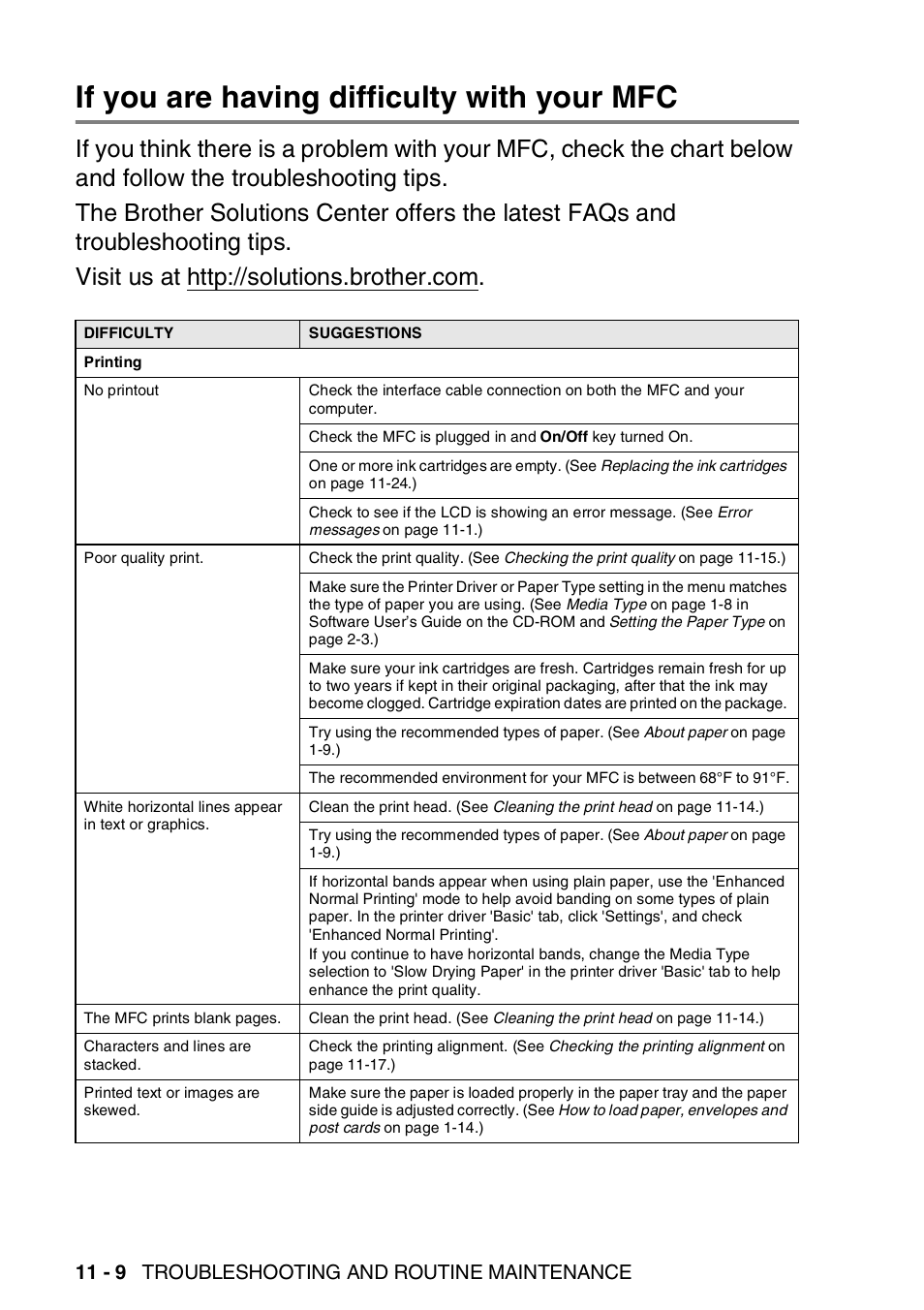 If you are having difficulty with your mfc, If you are having difficulty with your mfc -9 | Brother MFC-420CN User Manual | Page 128 / 200