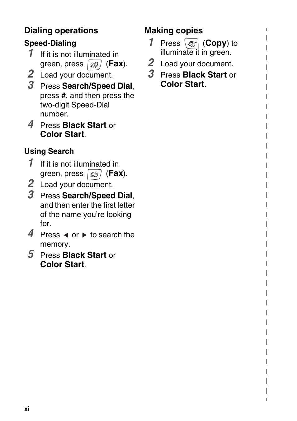 Dialing operations, Making copies | Brother MFC-420CN User Manual | Page 13 / 200