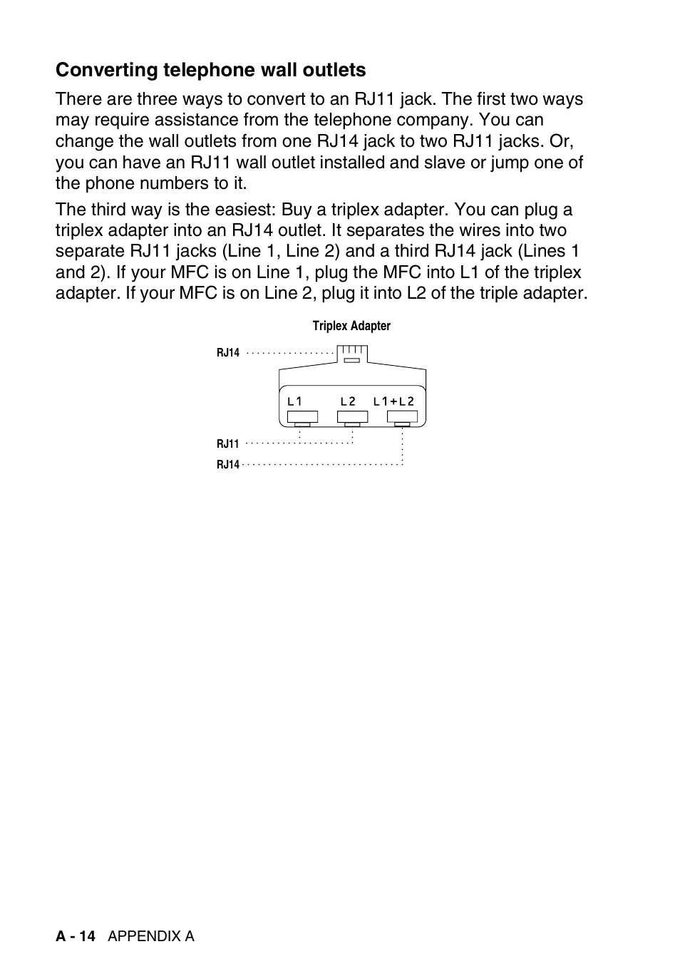 Converting telephone wall outlets | Brother MFC-420CN User Manual | Page 160 / 200