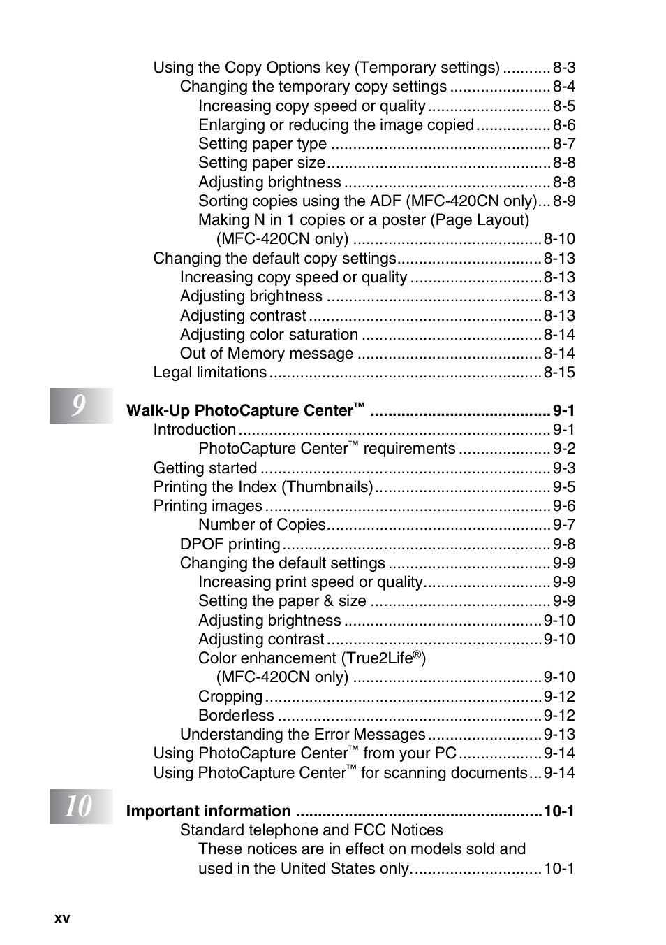 Brother MFC-420CN User Manual | Page 17 / 200