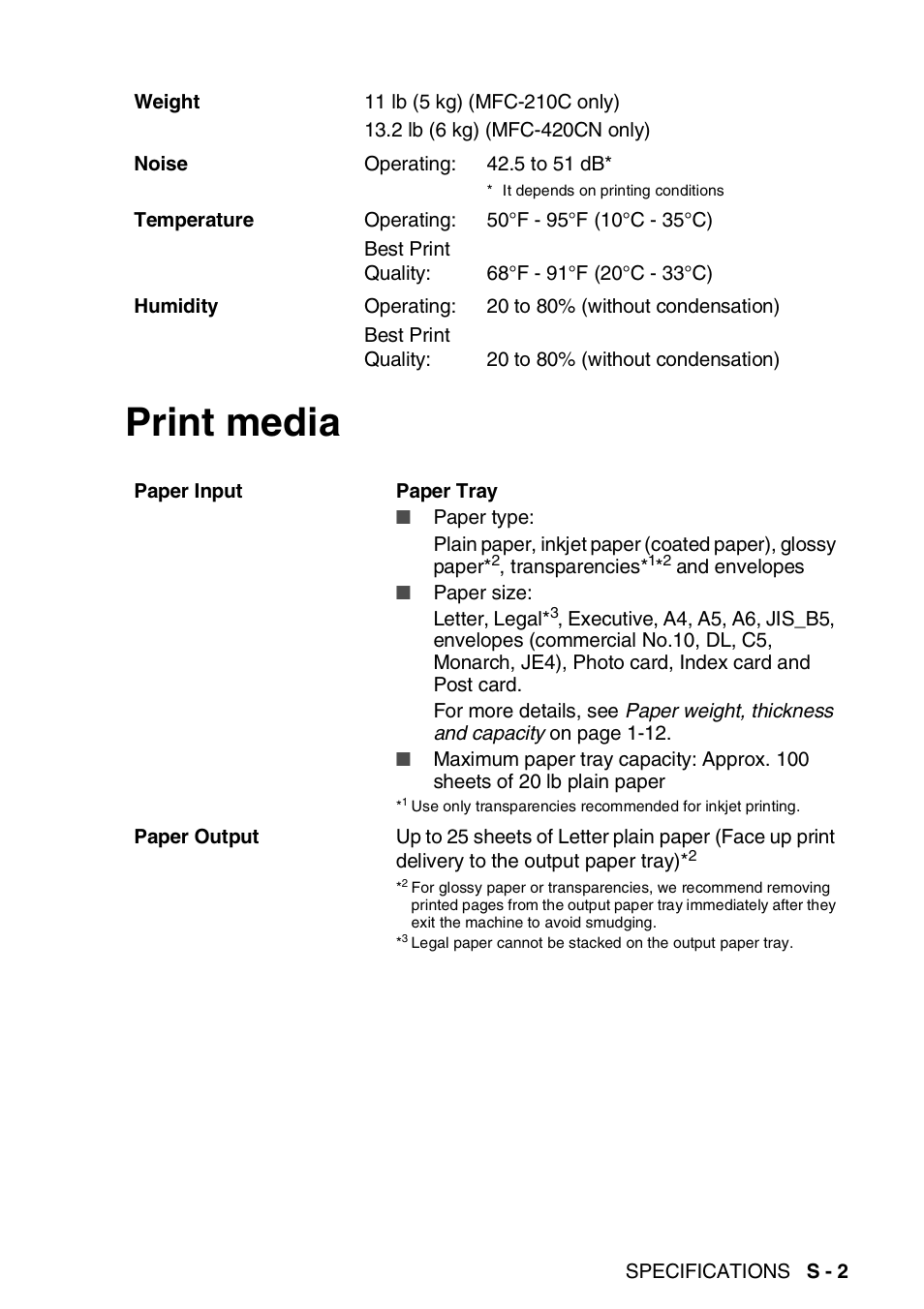 Print media | Brother MFC-420CN User Manual | Page 181 / 200