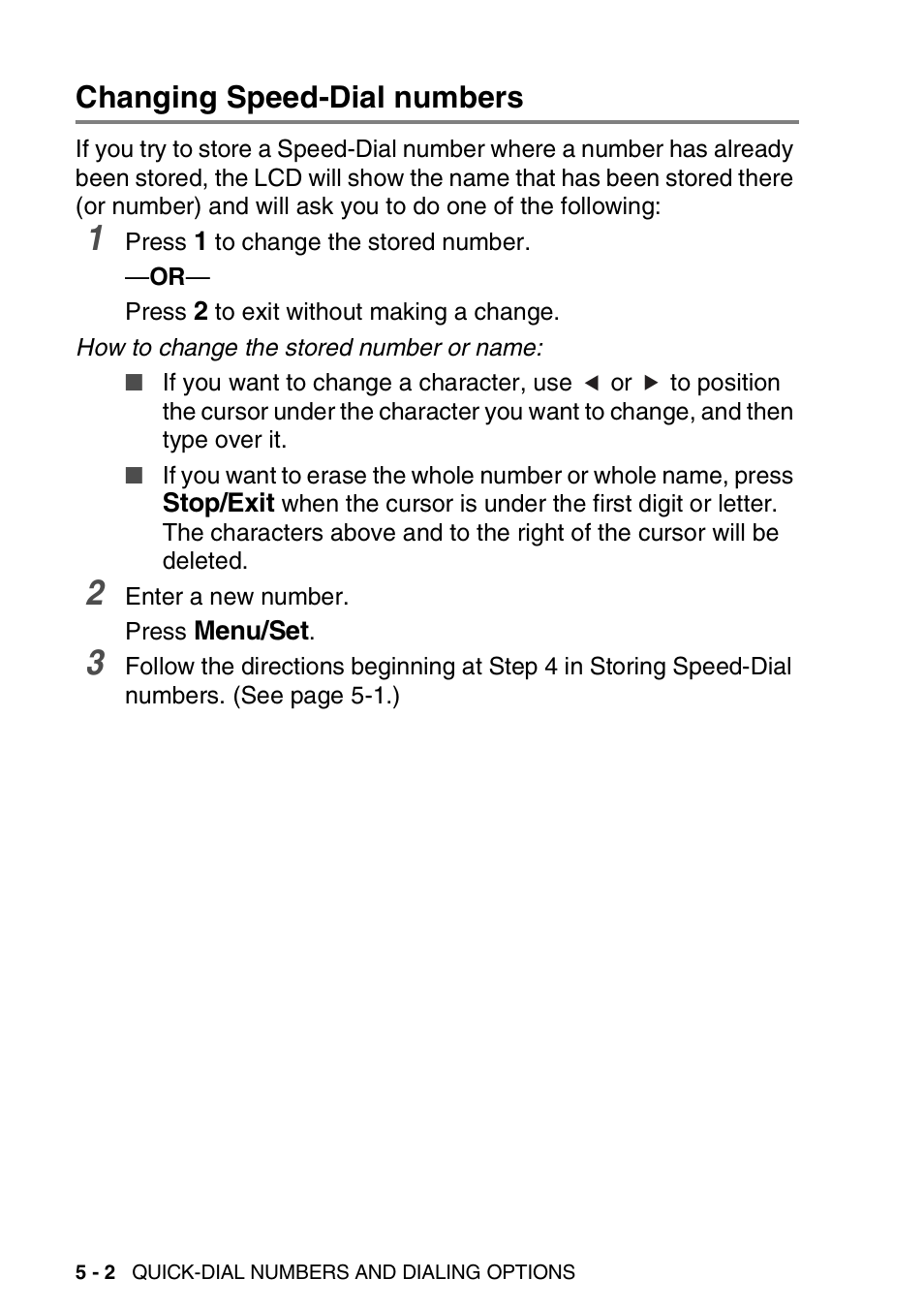 Changing speed-dial numbers, Changing speed-dial numbers -2 | Brother MFC-420CN User Manual | Page 68 / 200