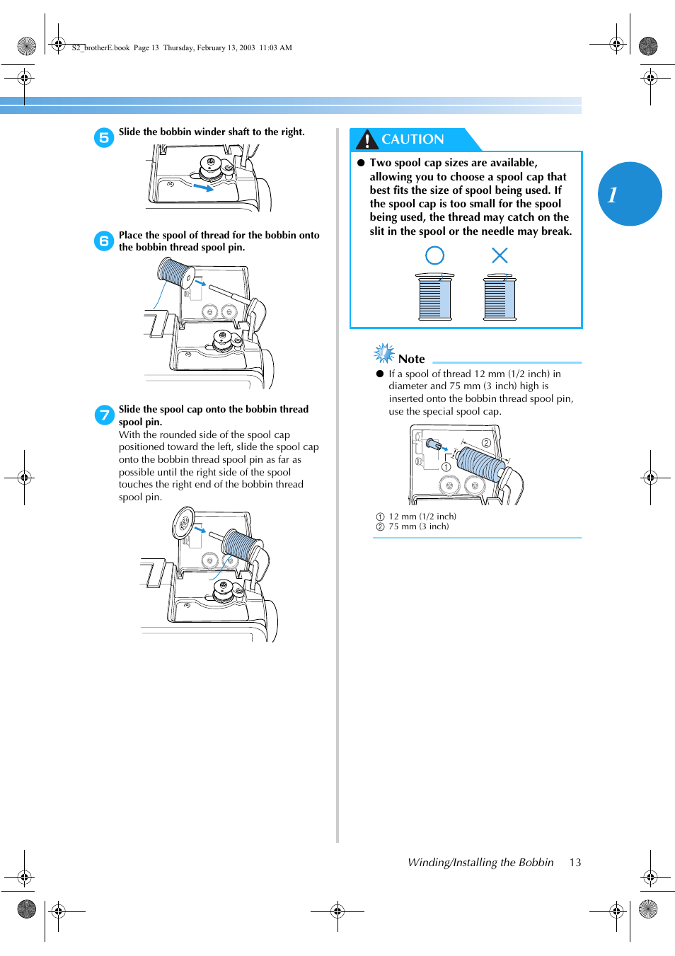 Caution | Brother CS 80 User Manual | Page 19 / 115