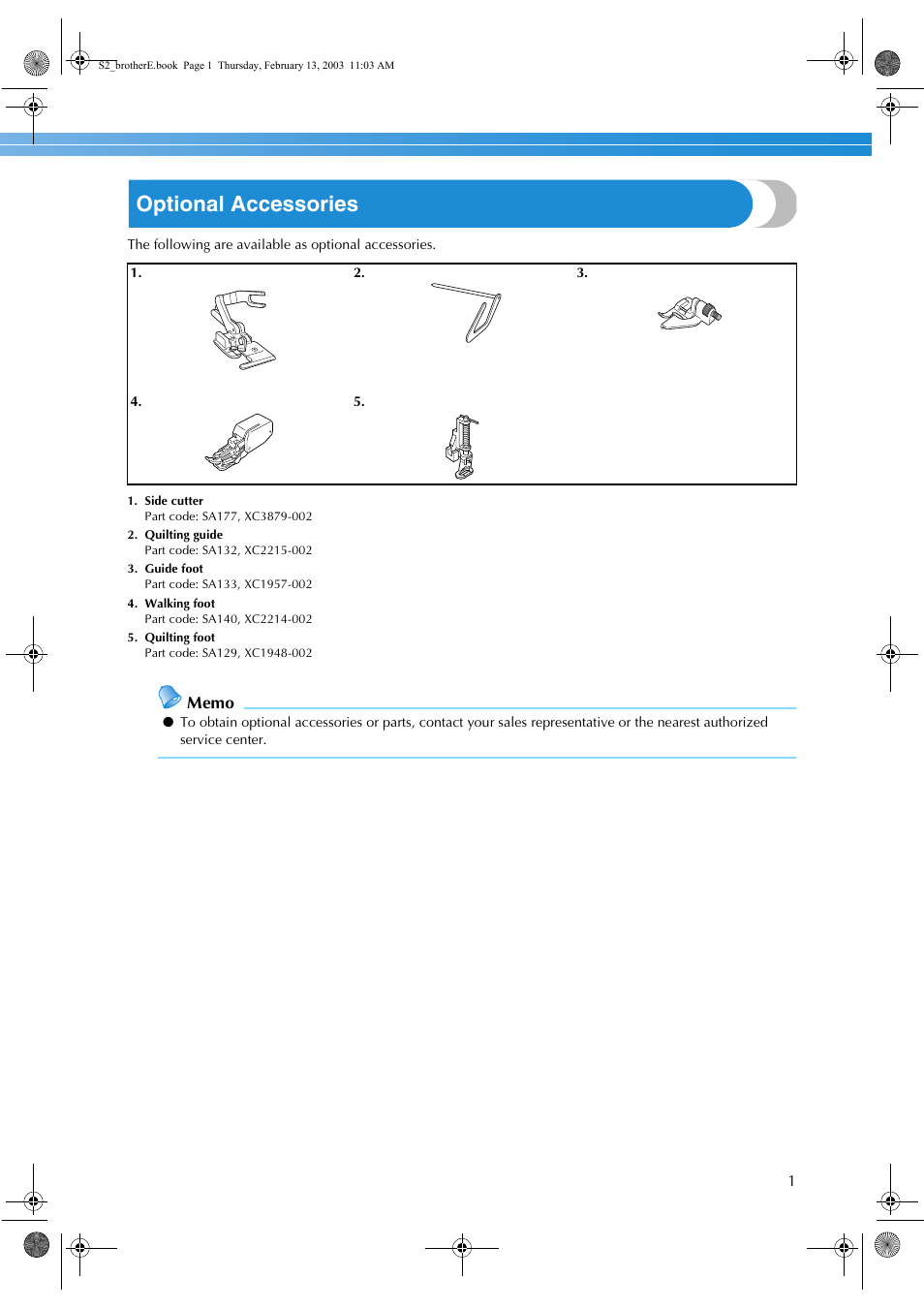 Optional accessories | Brother CS 80 User Manual | Page 7 / 115