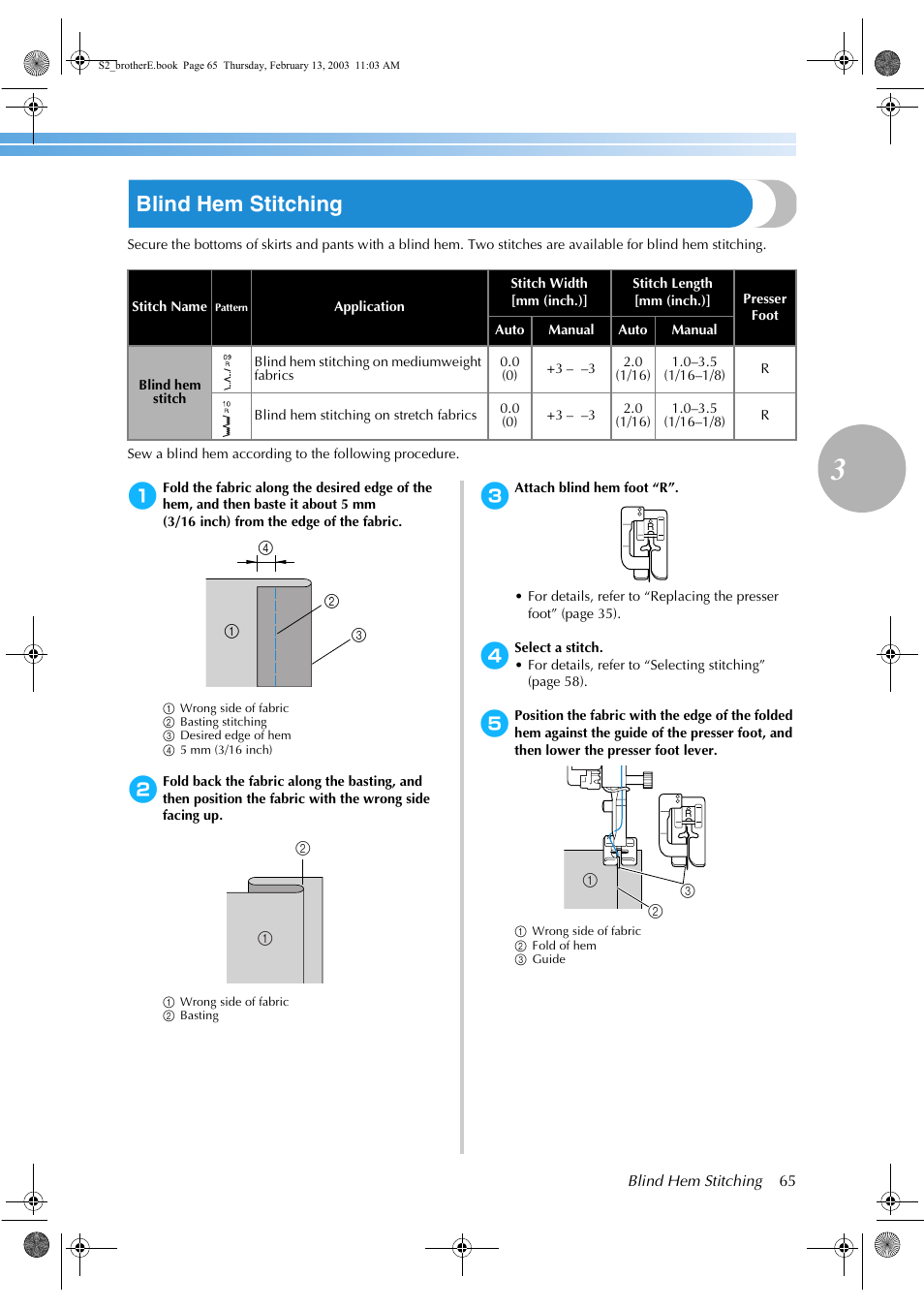 Blind hem stitching | Brother CS 80 User Manual | Page 71 / 115