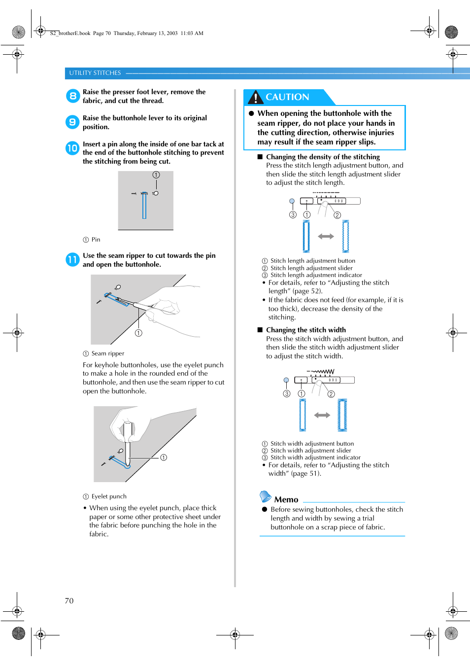 Caution | Brother CS 80 User Manual | Page 76 / 115