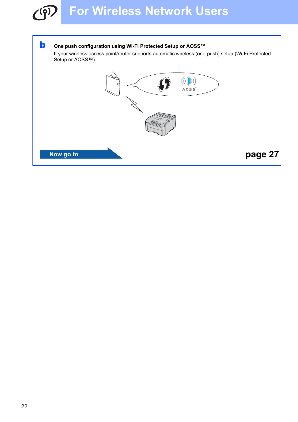 For wireless network users, Page 27 | Brother HL-3075CW User Manual | Page 22 / 44