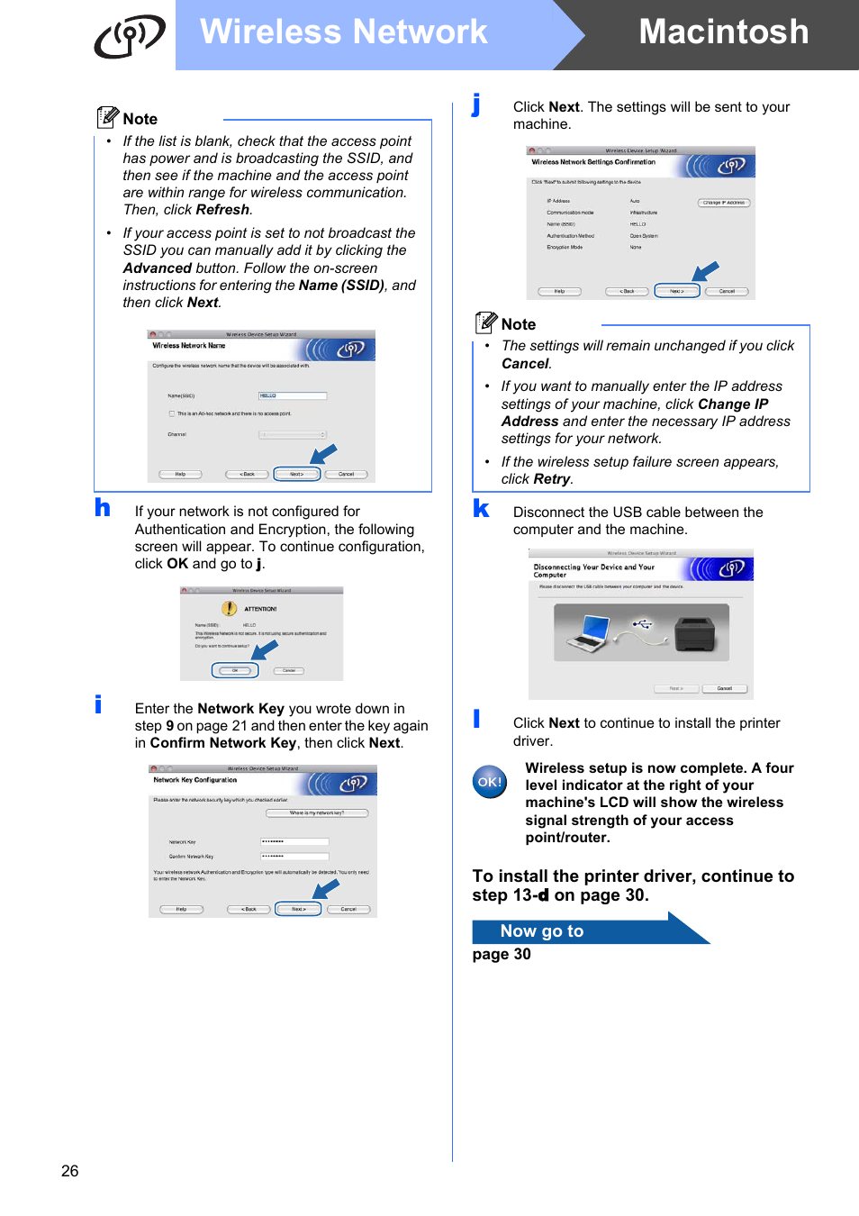 Macintosh wireless network | Brother HL-3075CW User Manual | Page 26 / 44