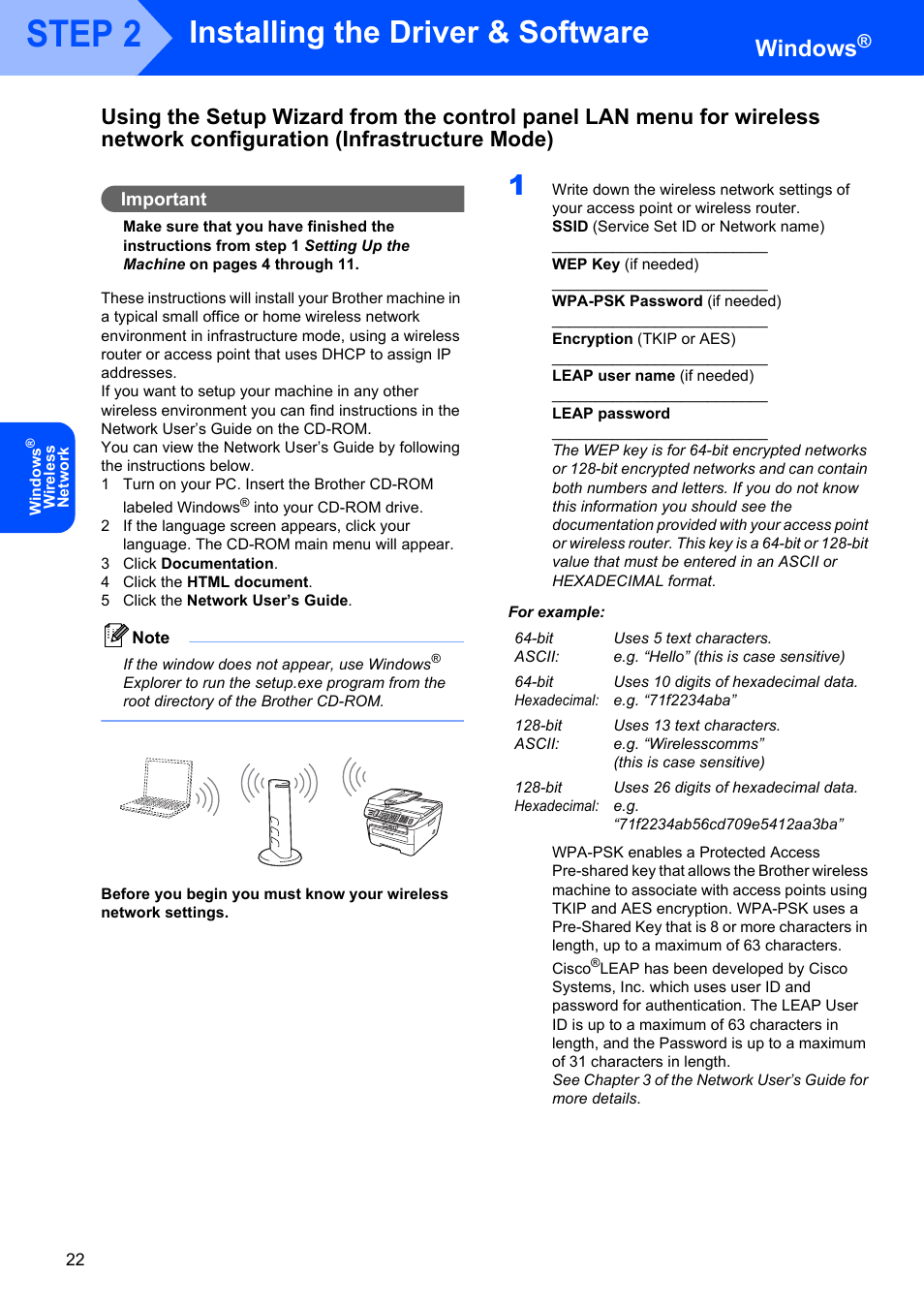Step 2, Installing the driver & software, Windows | Brother MFC 7840W User Manual | Page 24 / 52
