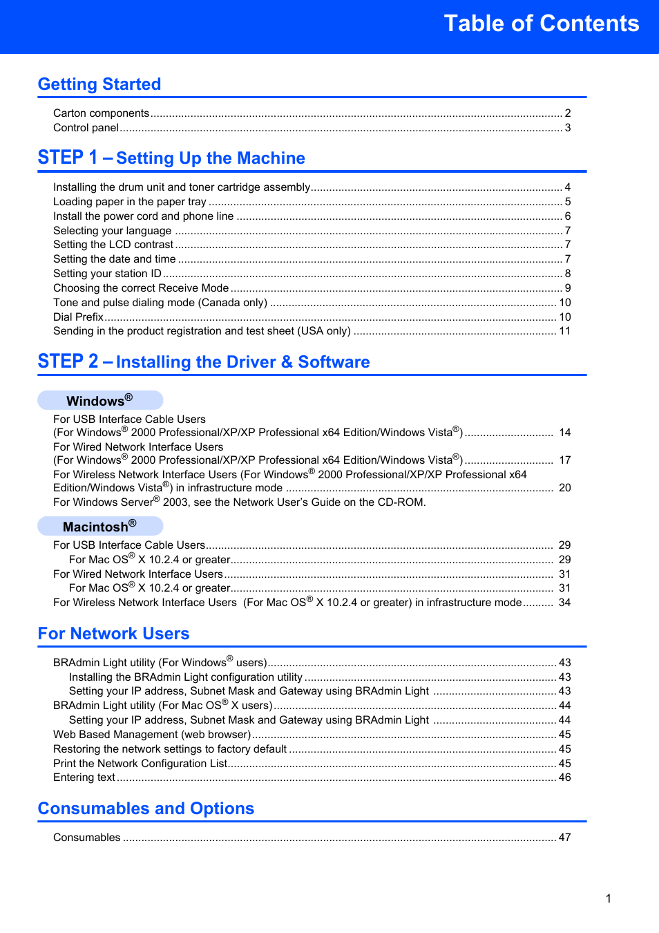 Brother MFC 7840W User Manual | Page 3 / 52