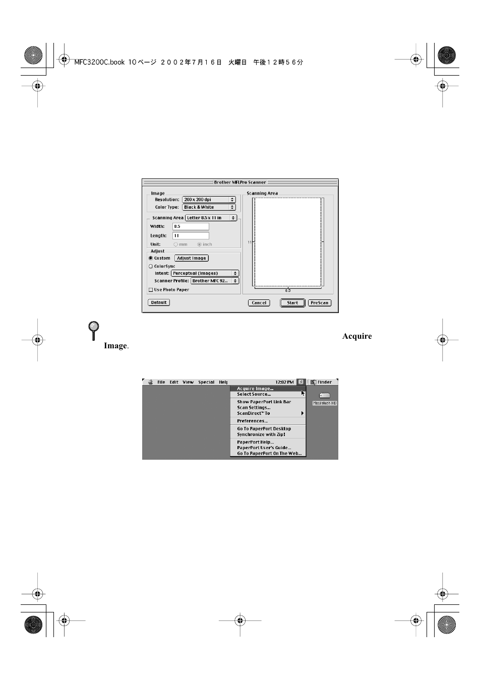 Accessing the scanner, Accessing the scanner -10 | Brother MFC-3200C User Manual | Page 220 / 266