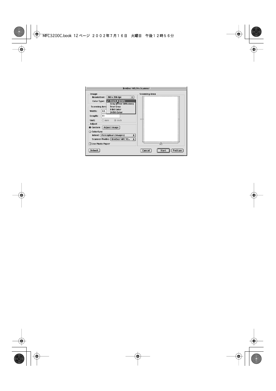 Scanning area, Scanning area -12 | Brother MFC-3200C User Manual | Page 222 / 266