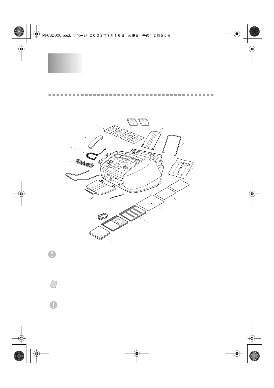 2 assembly and connections, Packing list, Assembly and connections -1 | Packing list -1, Assembly and connections | Brother MFC-3200C User Manual | Page 30 / 266