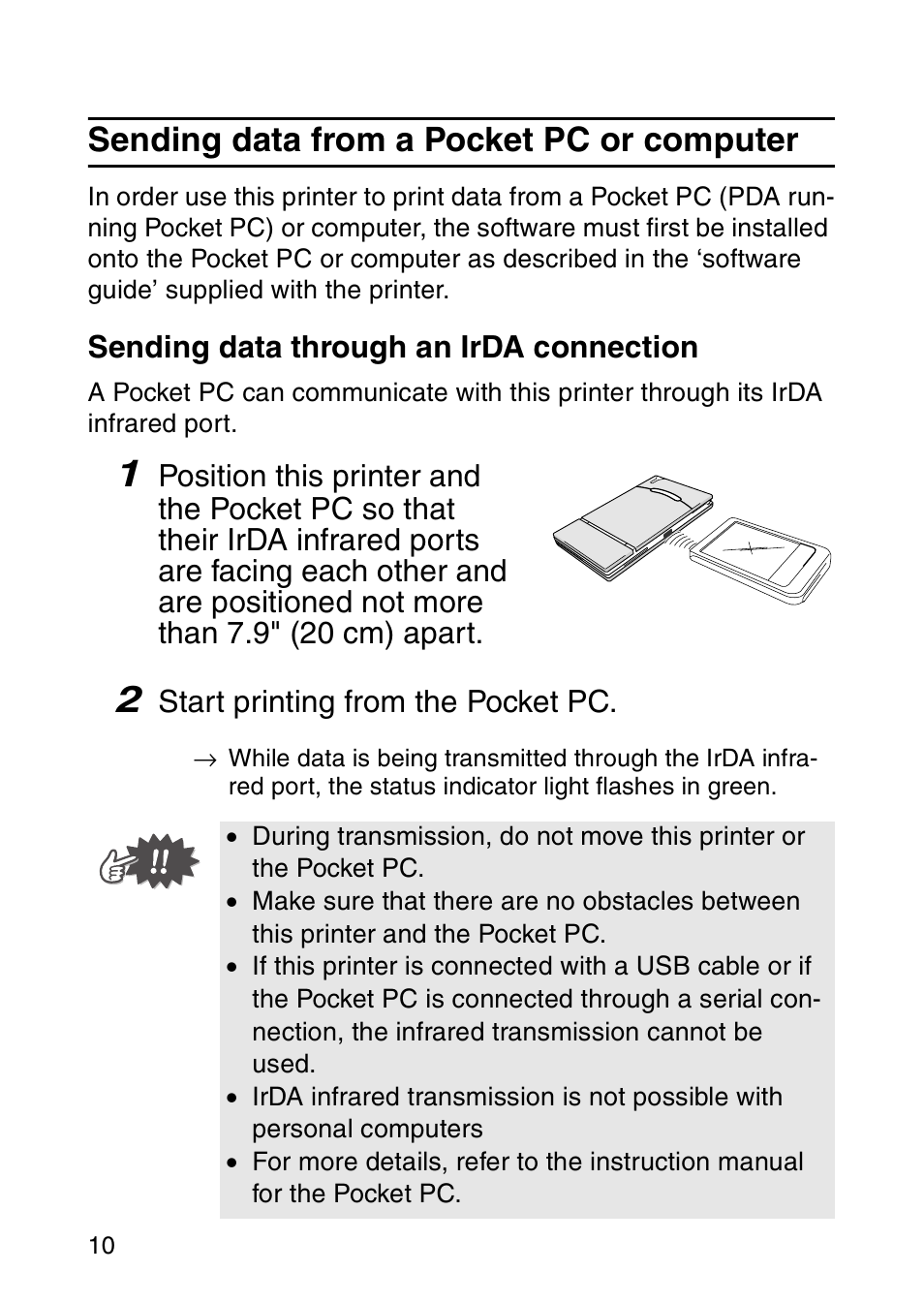 Sending data from a pocket pc or computer | Brother MW-120 User Manual | Page 25 / 83