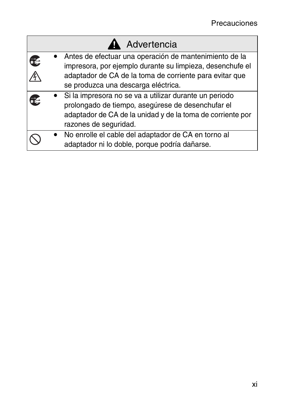 Advertencia | Brother MW-120 User Manual | Page 56 / 83