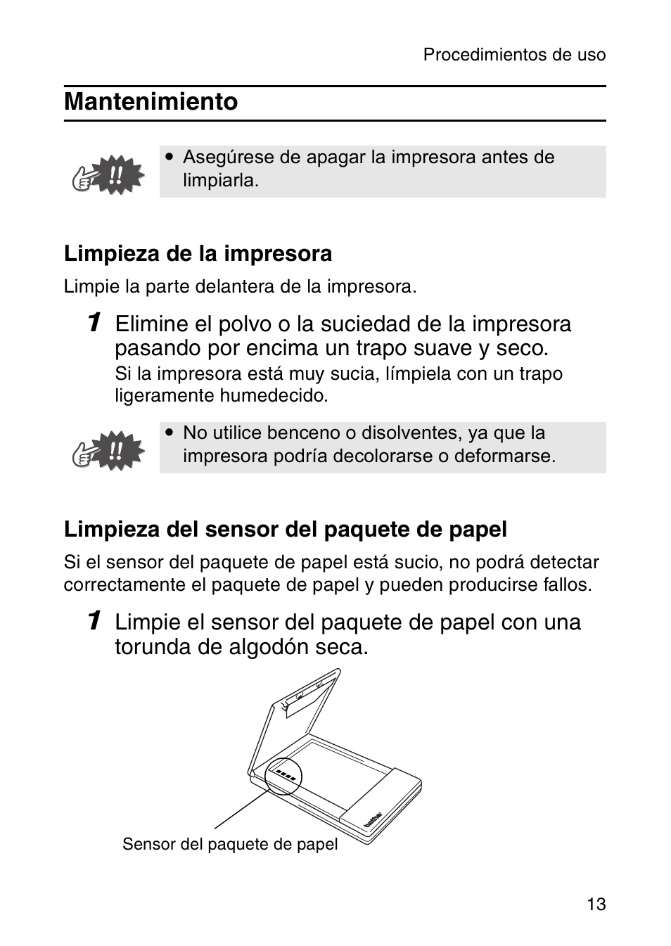 Mantenimiento | Brother MW-120 User Manual | Page 72 / 83