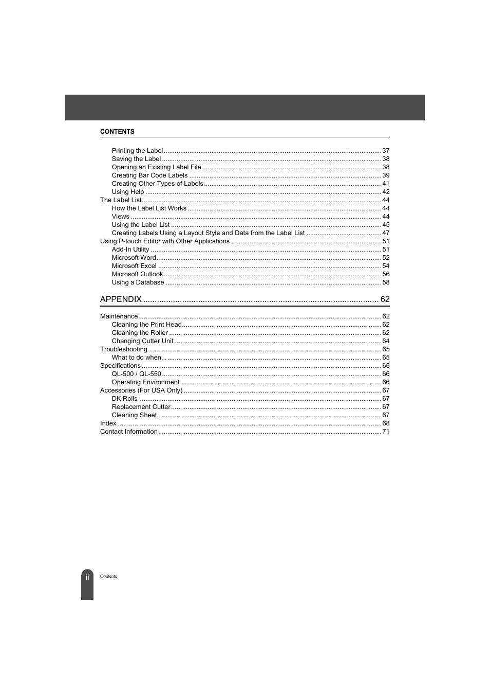 Brother QL-550 User Manual | Page 4 / 76