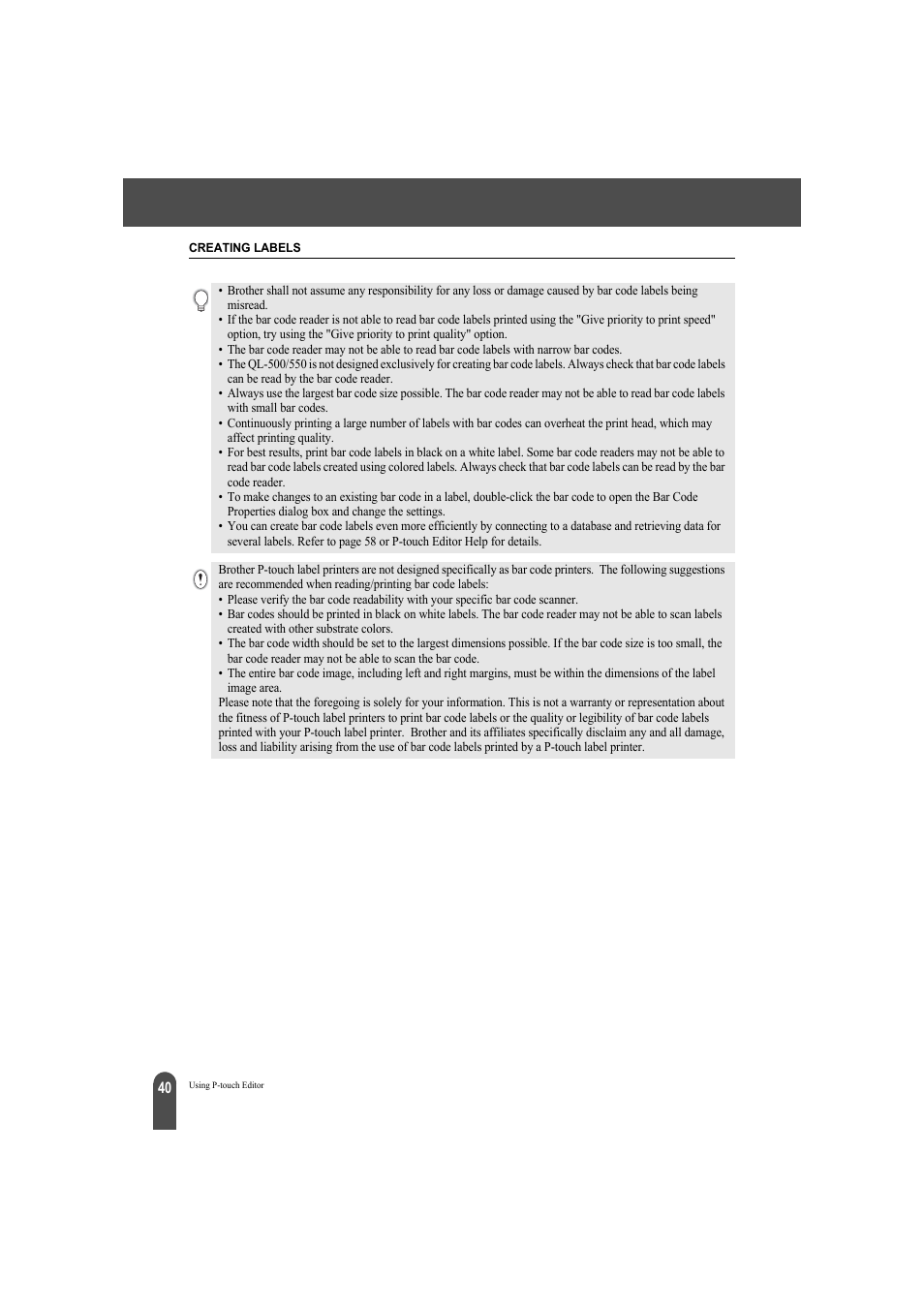 Brother QL-550 User Manual | Page 44 / 76