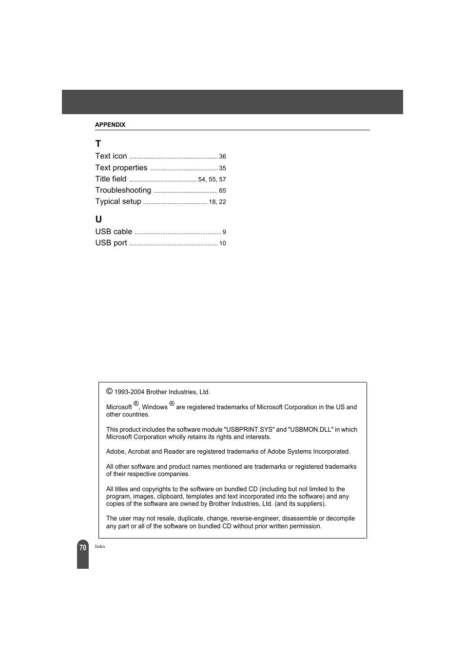 Brother QL-550 User Manual | Page 74 / 76