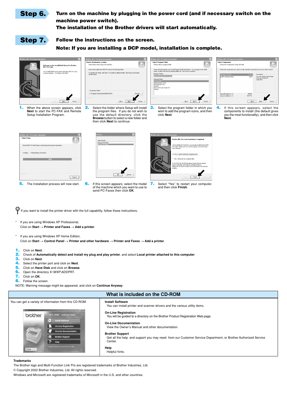 Step 6, Step 7 | Brother MFC-8500 User Manual | Page 2 / 2