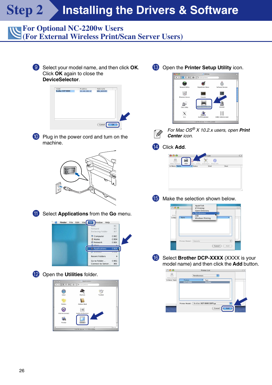 Step 2, Installing the drivers & software | Brother DCP-7020 User Manual | Page 27 / 31