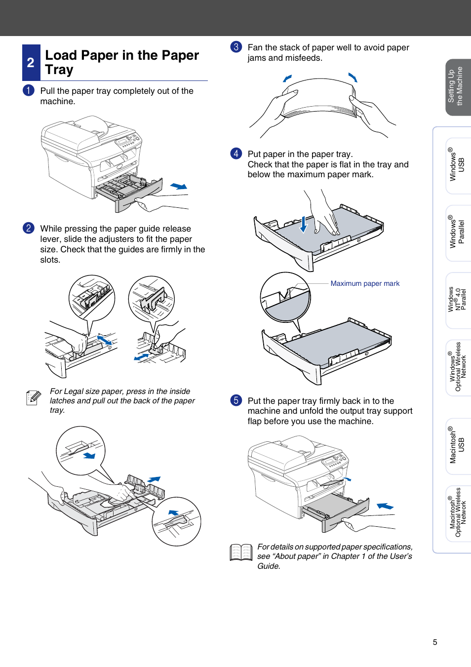 2 load paper in the paper tray, Load paper in the paper tray, 2load paper in the paper tray | Brother DCP-7020 User Manual | Page 6 / 31