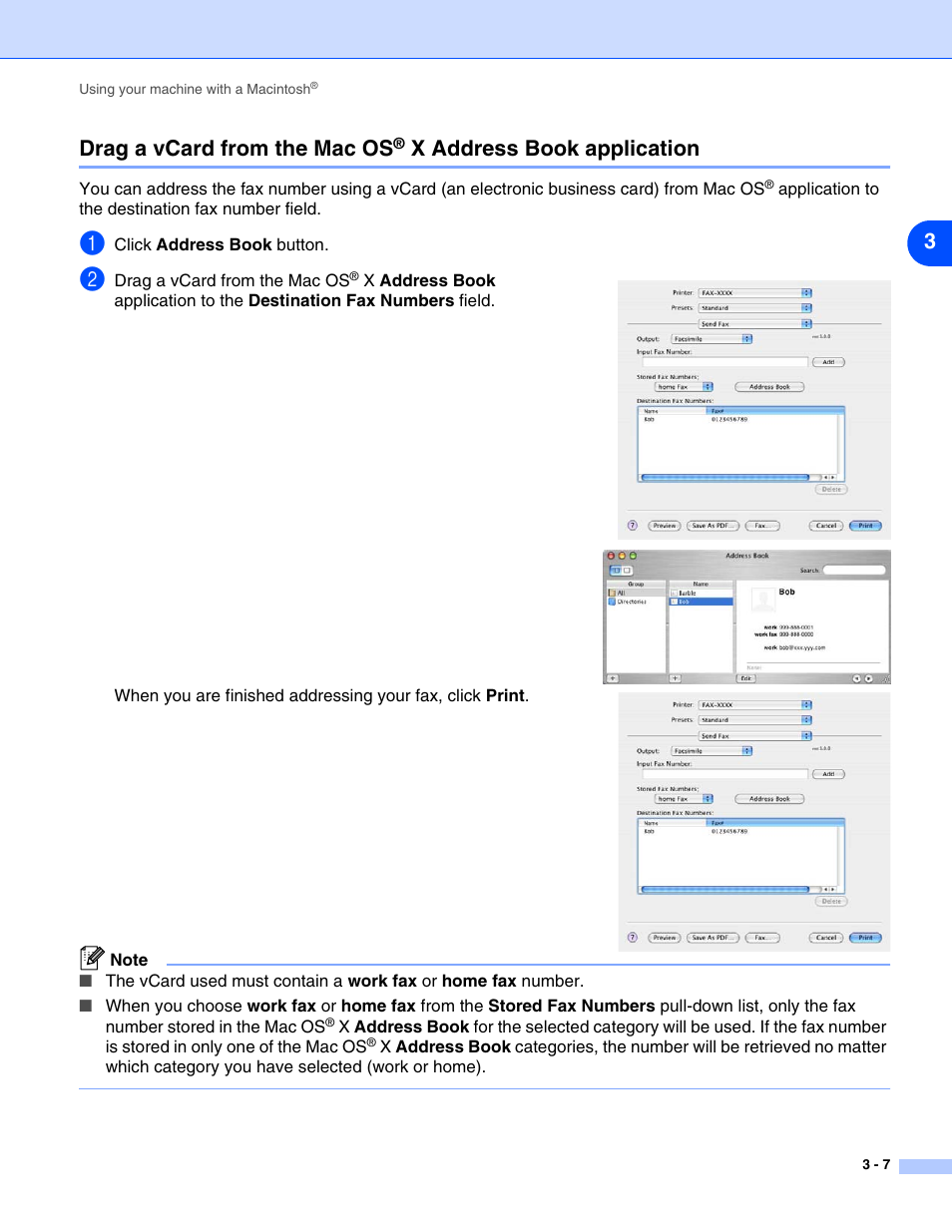 Drag a vcard from the mac os, 3drag a vcard from the mac os, X address book application | Brother IntelliFax-2820 User Manual | Page 36 / 38