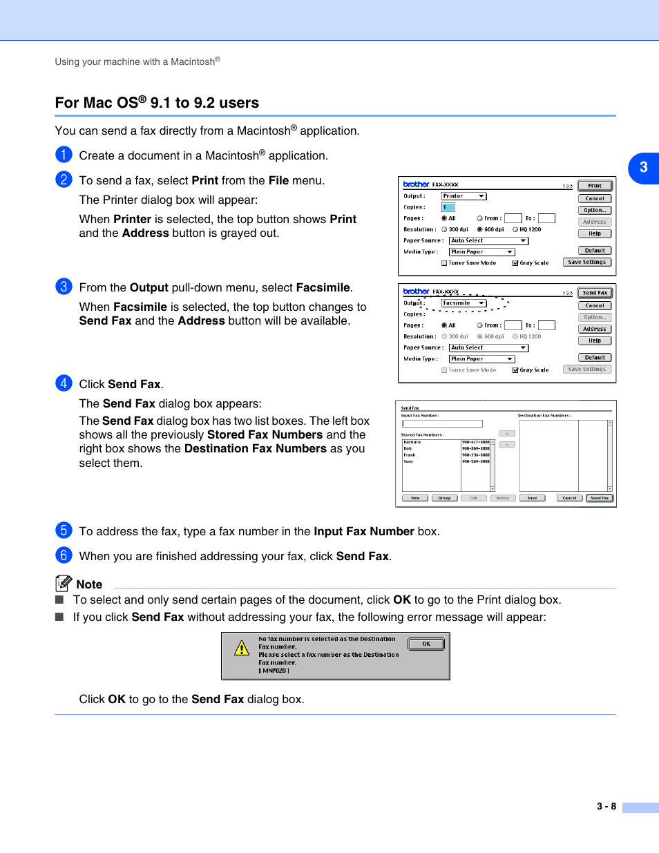 For mac os® 9.1 to 9.2 users, For mac os | Brother IntelliFax-2820 User Manual | Page 37 / 38