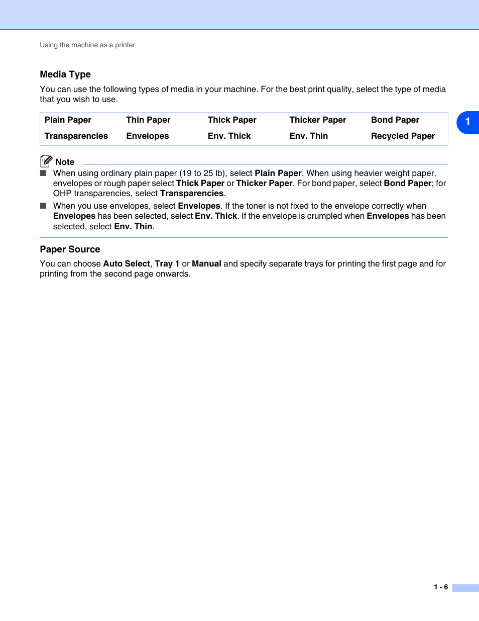 Media type, Paper source | Brother IntelliFax-2820 User Manual | Page 9 / 38