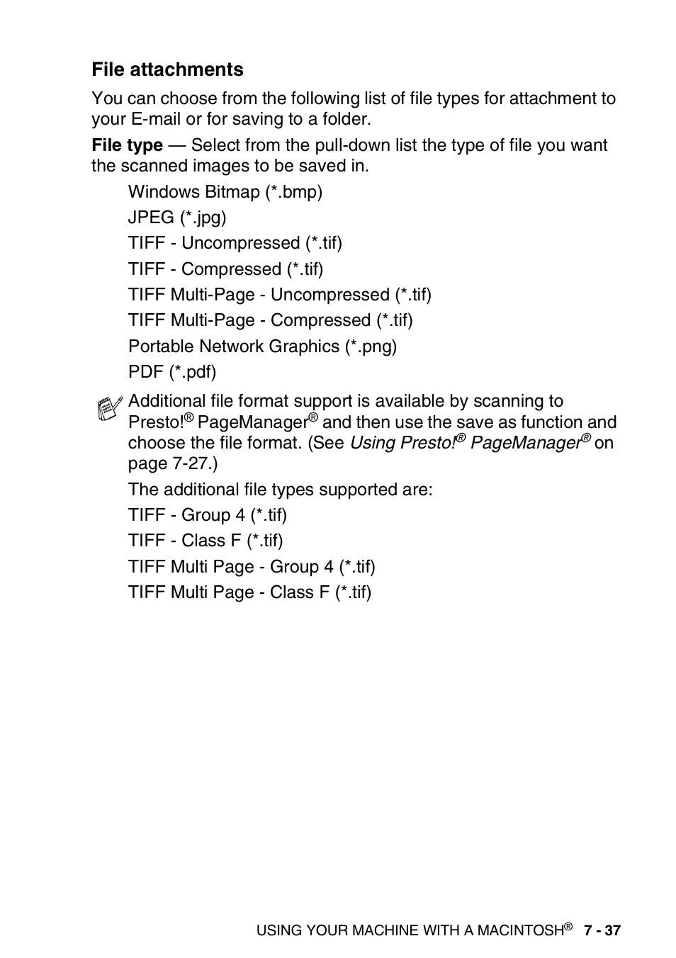File attachments, File attachments -37 | Brother MFC 8840DN User Manual | Page 151 / 178